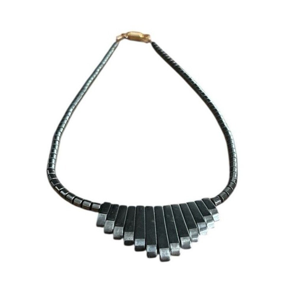 Vintage Hemalite Necklace Art Deco Style Tapered Panel Bead 16”
